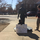 Correl Hoyle sitting in front of the James Meredith statue on the campus of the University of Mississippi
Tyler Carter